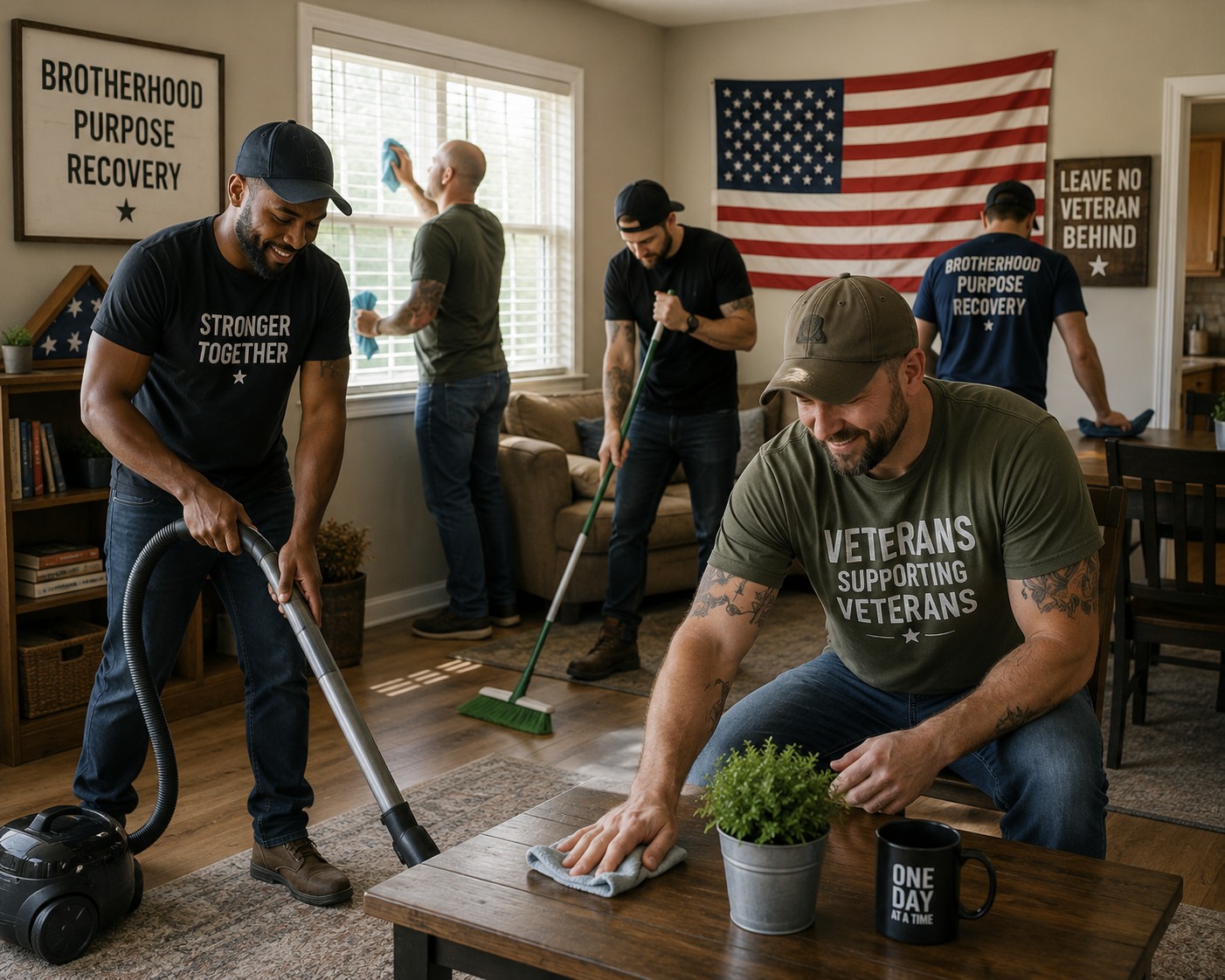 Veterans working together to care for their home